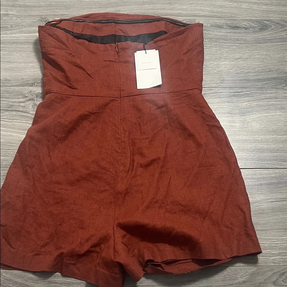 Zara Elegant linen Strapless Rust jumpsuit - Picture 7 of 16